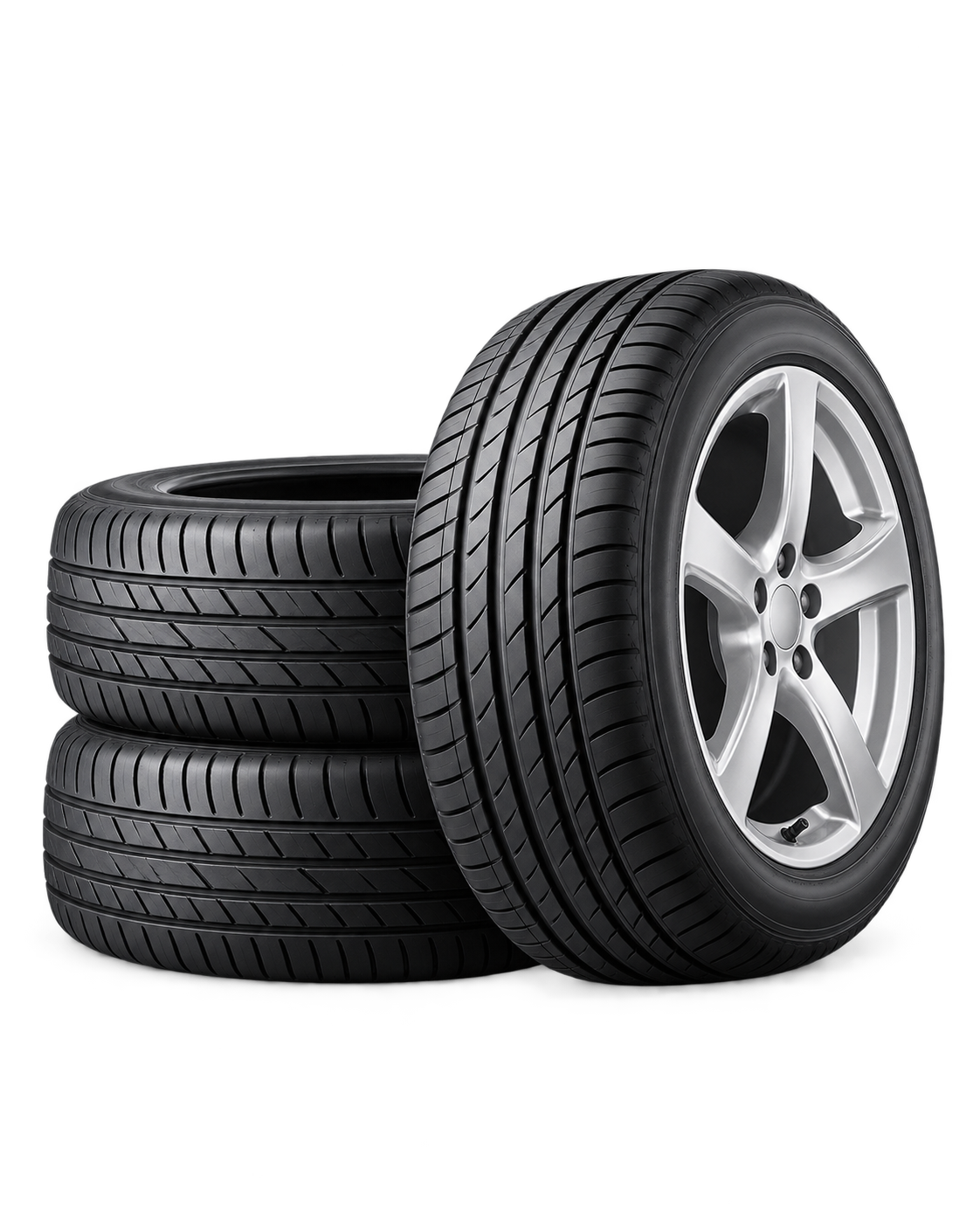 Tyres and a silver alloy wheel